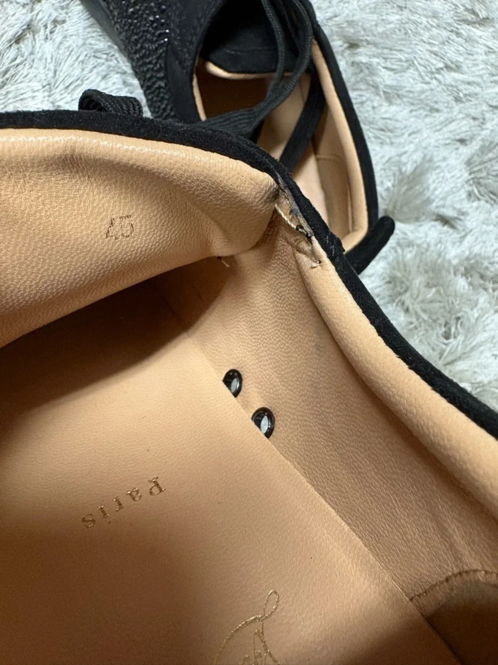 Christian Louboutin Black Rhinestone Lace-Up Sneakers sz45 - Picture 9 of 9